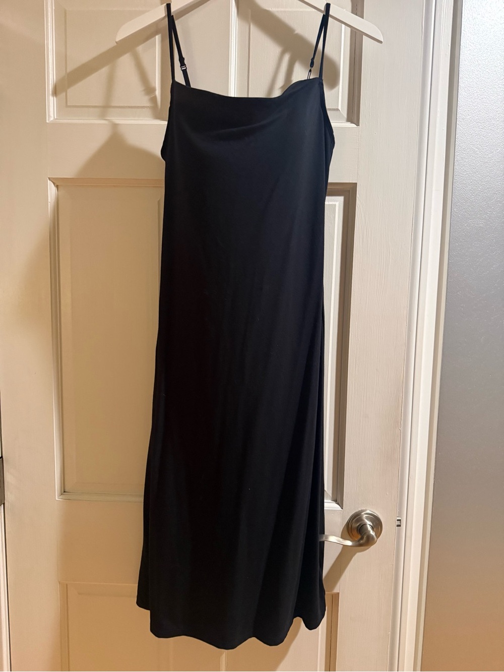 SKIMS Black Slip Dress with Adjustable Straps and Built in Bra